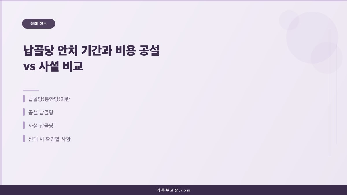 납골당 안치 기간과 비용 공설 vs 사설 비교