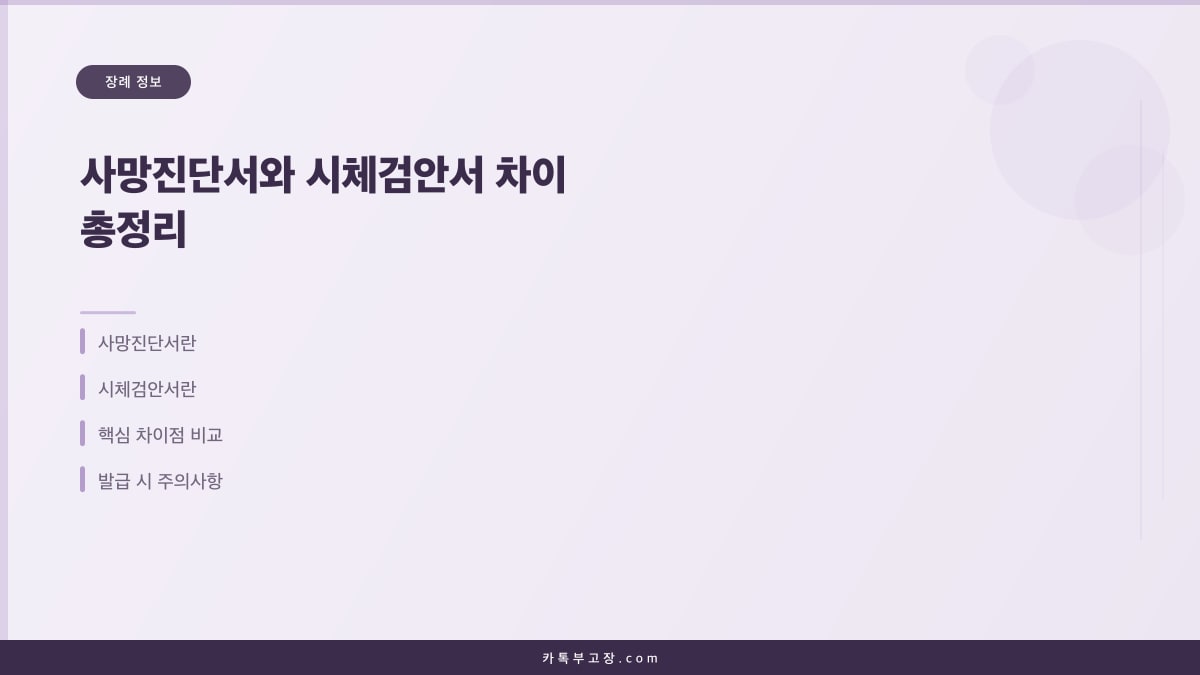 사망진단서와 시체검안서 차이 총정리