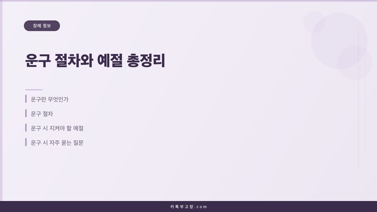 운구 절차와 예절 총정리